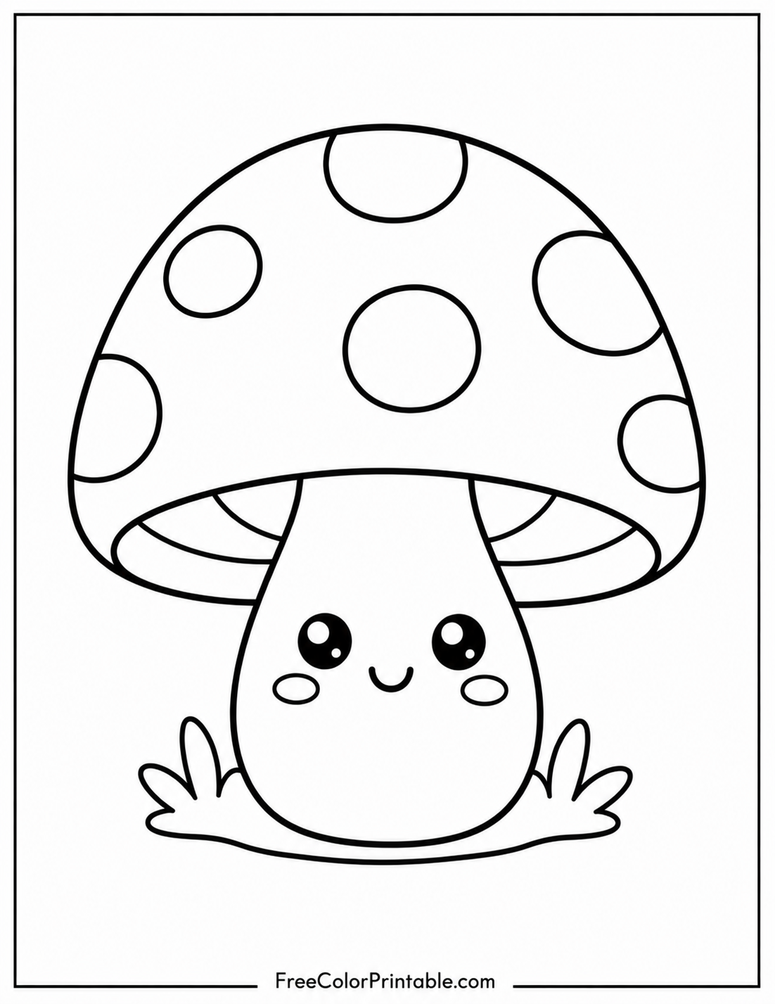 Cute mushroom coloring page design Coloring Page — Free Printable — free printable coloring page